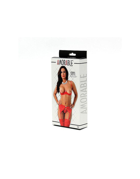 Amorable - Lingerieset - 1/2 cup BH - Incl. String, Jarretels en Kousen-Laced-up.nl
