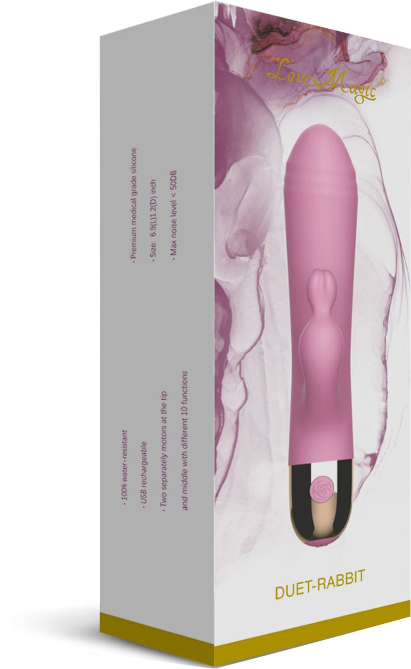 Love Magic - Duet - Rabbit Vibrator - Dubbele motor - Oplaadbaar - Roze-laced-up.nl
