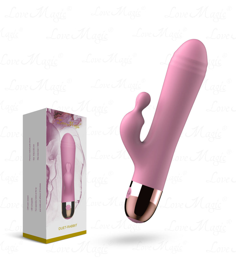 Love Magic - Duet - Rabbit Vibrator - Dubbele motor - Oplaadbaar - Roze-laced-up.nl