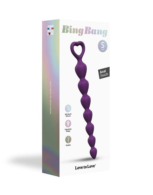 Love to Love - Bing Bang - Anaal Kralen Met Hartvormig Handvat - Paars - Maat S-Laced-up.nl
