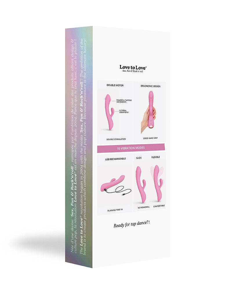 Love to Love - Bunny & Clyde - Rabbit Vibrator Met Tapping Functie - Roze-Laced-up.nl