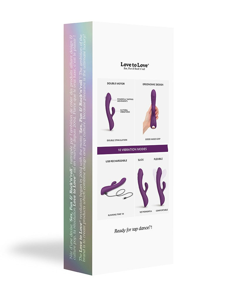 Love to Love - Bunny & Clyde - Rabbit Vibrator Met Tapping Functie - Paars-Laced-up.nl