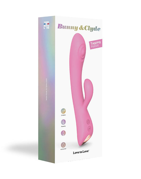 Love to Love - Bunny & Clyde - Rabbit Vibrator Met Tapping Functie - Roze-Laced-up.nl