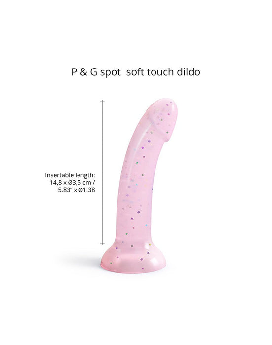 Love to Love - Dildo - Dildoll Starlight - Buigbaar - Siliconen - Met Gouden Glitterende Sterren - Roze-Laced-up.nl