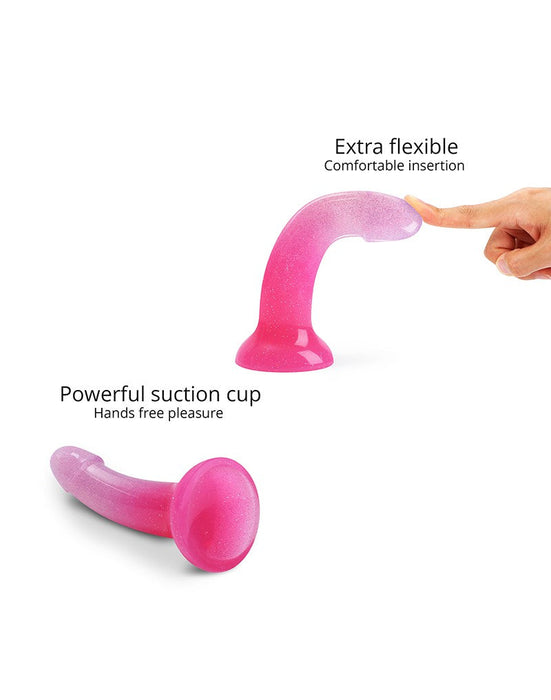 Love to Love - Dildo - Dildoll Sunrise - Buigbaar - Siliconen - Met Glitters - Roze-Laced-up.nl