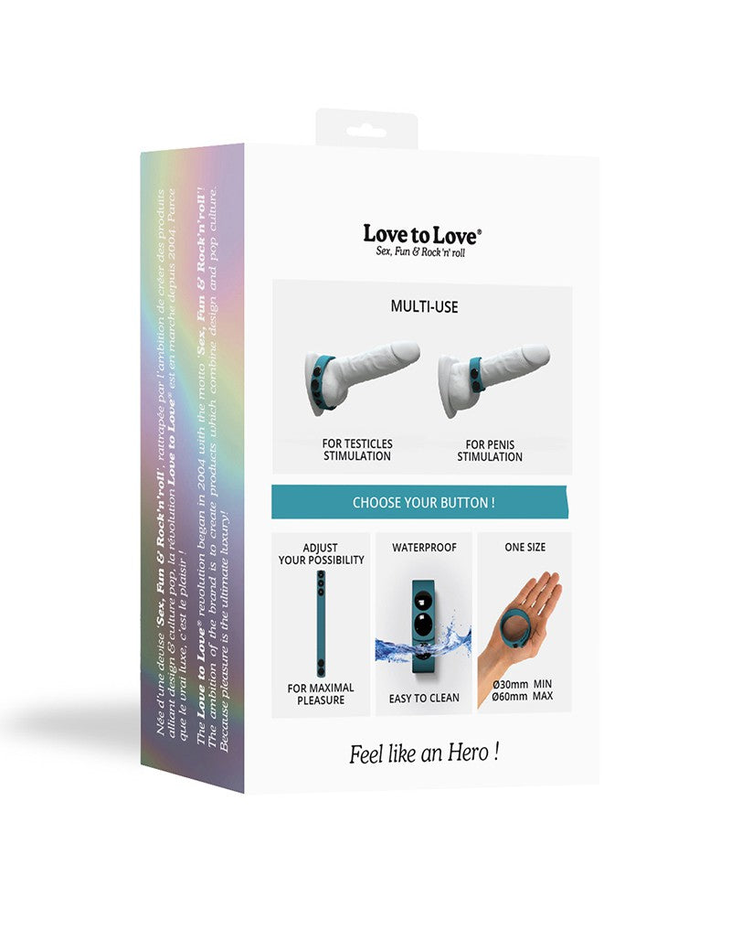 Love to Love - Hero - Verstelbare Siliconen Cockring - Blauwgroen-Laced-up.nl