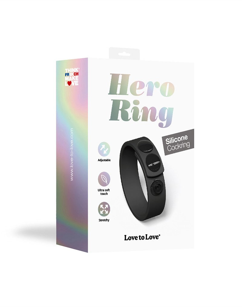 Love to Love - Hero - Verstelbare Siliconen Cockring - Zwart-Laced-up.nl