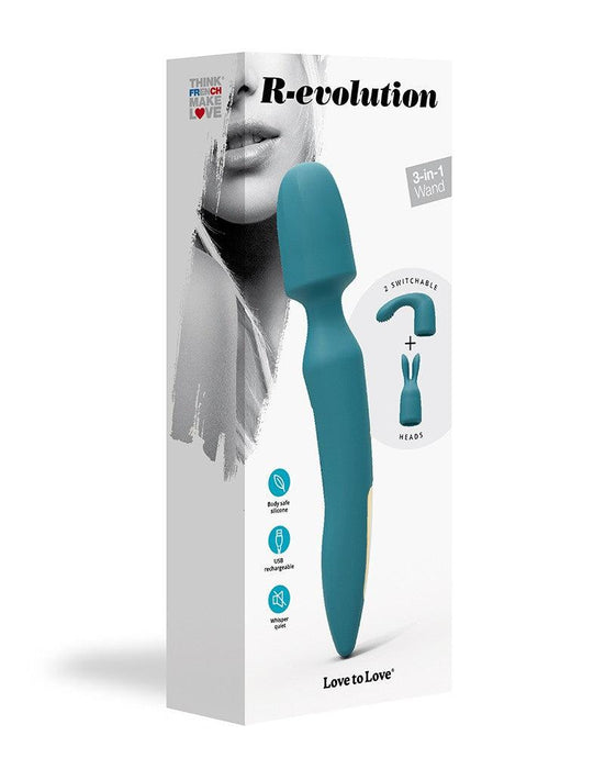 Love to Love - R-Evolution Wand Vibrator Set - 2 verwisselbare opzetstukken - Turquoise-Laced-up.nl