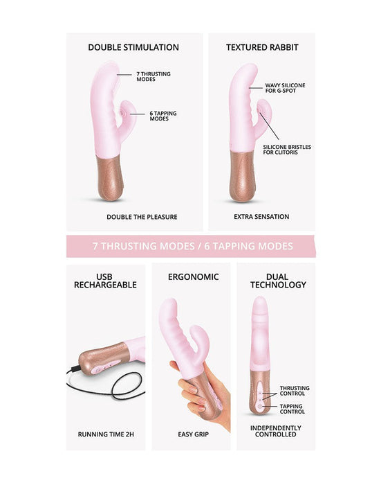 Love to Love - Sassy Bunny - Rabbit Vibrator met Tapping Functie - Lichtroze-Laced-up.nl