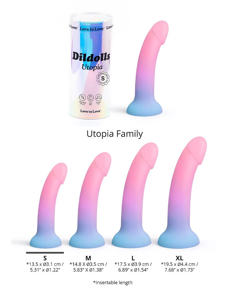 Love to Love - Utopia - Dildolls - Gladde Dildo - Roze/Violet/Blauw-Erotiekvoordeel.nl