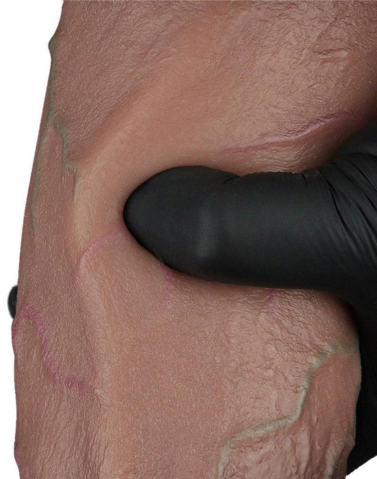 LoveToy - Dubbellaagse Siliconen Dildo XXL - Lengte 24.6 cm - Diameter 7 cm - Bruin-Laced-up.nl