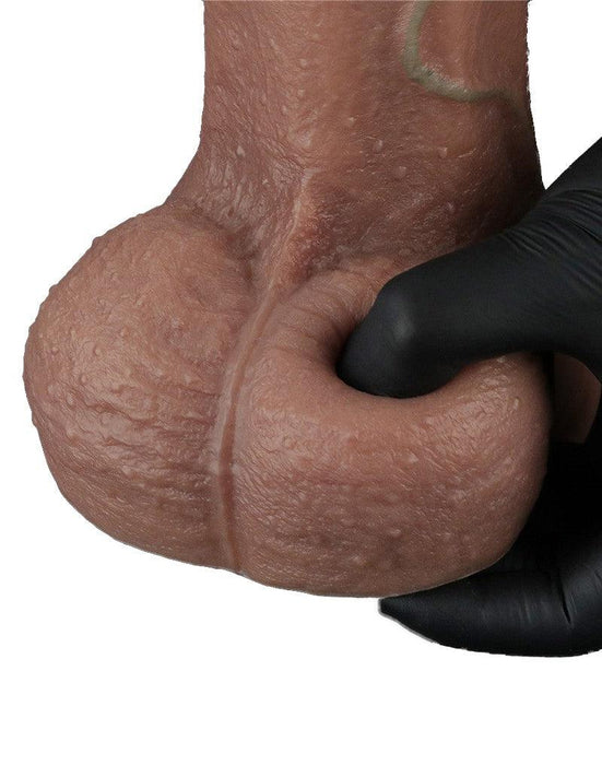 LoveToy - Dubbellaagse Siliconen Dildo XXL - Lengte 28 cm - Diameter 7.4 cm - Bruin-Laced-up.nl