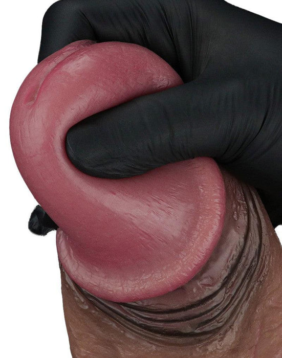 LoveToy - Dubbellaagse Siliconen Dildo XXL - Lengte 28 cm - Diameter 7.4 cm - Bruin-Laced-up.nl