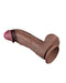 LoveToy - Dubbellaagse Siliconen Dildo XXL - Lengte 28 cm - Diameter 7.4 cm - Bruin-Laced-up.nl