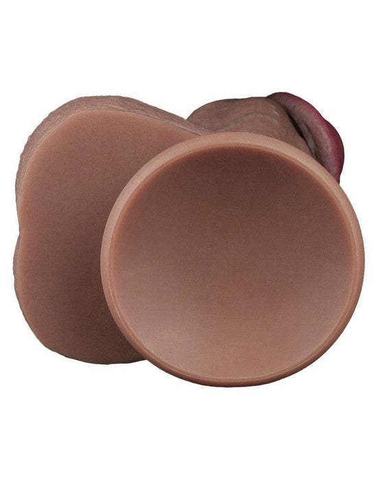 LoveToy - Dubbellaagse Siliconen Dildo XXL - Lengte 28 cm - Diameter 7.4 cm - Bruin-Laced-up.nl