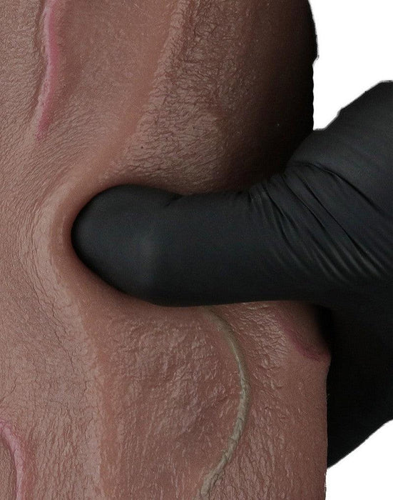 LoveToy - Dubbellaagse Siliconen Dildo XXL - Lengte 31 cm - Diameter 7.6 cm - Bruin-Laced-up.nl