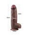 LoveToy - Dubbellaagse Siliconen Dildo XXL - Lengte 31 cm - Diameter 7.6 cm - Bruin-Laced-up.nl