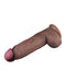 LoveToy - Dubbellaagse Siliconen Dildo XXL - Lengte 31 cm - Diameter 7.6 cm - Bruin-Laced-up.nl