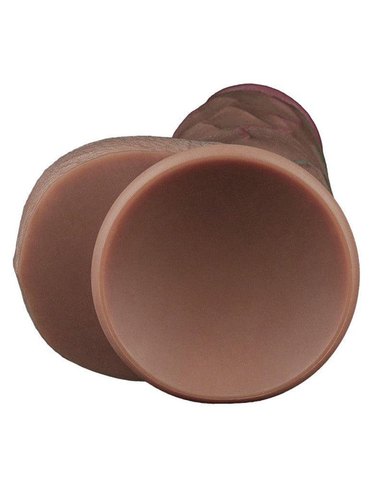 LoveToy - Dubbellaagse Siliconen Dildo XXL - Lengte 31 cm - Diameter 7.6 cm - Bruin-Laced-up.nl