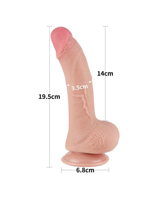 LoveToy - Sliding Skin Dildo - Dubbellaags Dildo - Lengte 19.5 cm - Diameter 3.5 cm - Lichte huidskleur-Laced-up.nl