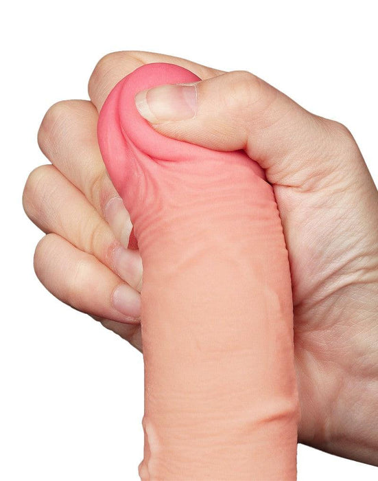 LoveToy - Sliding Skin Dildo - Dubbellaags Dildo - Lengte 19.5 cm - Diameter 3.5 cm - Lichte huidskleur-Laced-up.nl