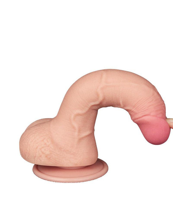 LoveToy - Sliding Skin Dildo - Dubbellaags Dildo - Lengte 19.5 cm - Diameter 3.5 cm - Lichte huidskleur-Laced-up.nl