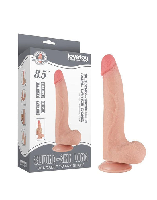LoveToy - Sliding Skin Dildo - Lengte 20 cm - Diameter 3.8 cm - Lichte Huidskleur-Laced-up.nl