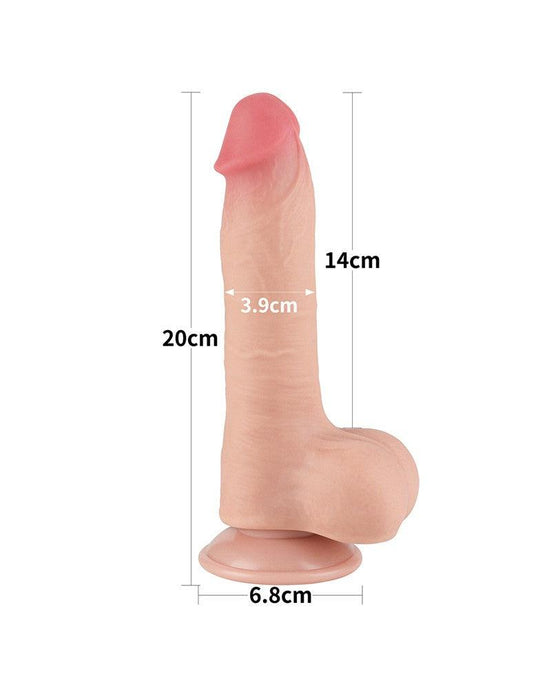LoveToy - Sliding Skin Dildo - Lengte 20 cm - Diameter 3.9 cm - Lichte Huidskleur-Laced-up.nl