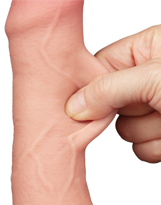 LoveToy - Sliding Skin Dildo - Dubbellaagse Dildo - Lengte 18.3 cm - Diameter 3.5 cm - Lichte Huidskleur-Laced-up.nl