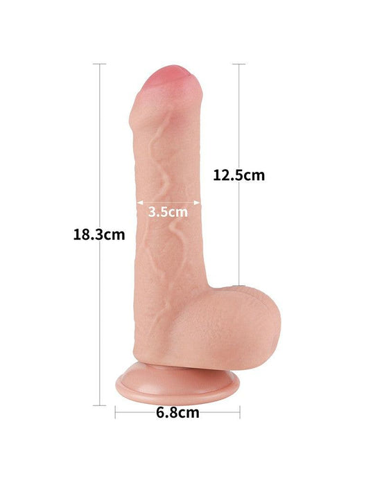 LoveToy - Sliding Skin Dildo - Dubbellaagse Dildo - Lengte 18.3 cm - Diameter 3.5 cm - Lichte Huidskleur-Laced-up.nl