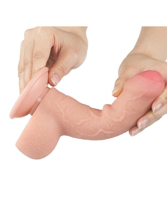 LoveToy - Sliding Skin Dildo - Dubbellaagse Dildo - Lengte 18.3 cm - Diameter 3.5 cm - Lichte Huidskleur-Laced-up.nl