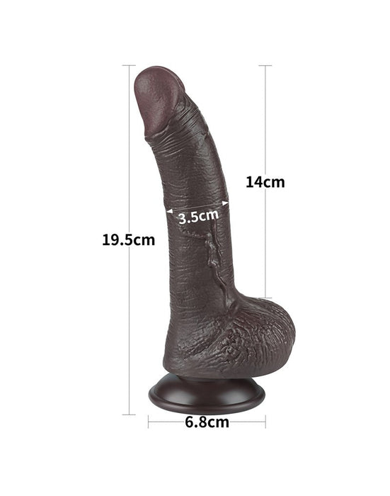 LoveToy - Dildo Met Sliding Skin Technologie - 19,5 cm x Ø 3,5 cm - Bruin-Laced-up.nl