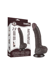 LoveToy - Dildo Met Sliding Skin Technologie - 19,5 cm x Ø 3,5 cm - Bruin-Laced-up.nl
