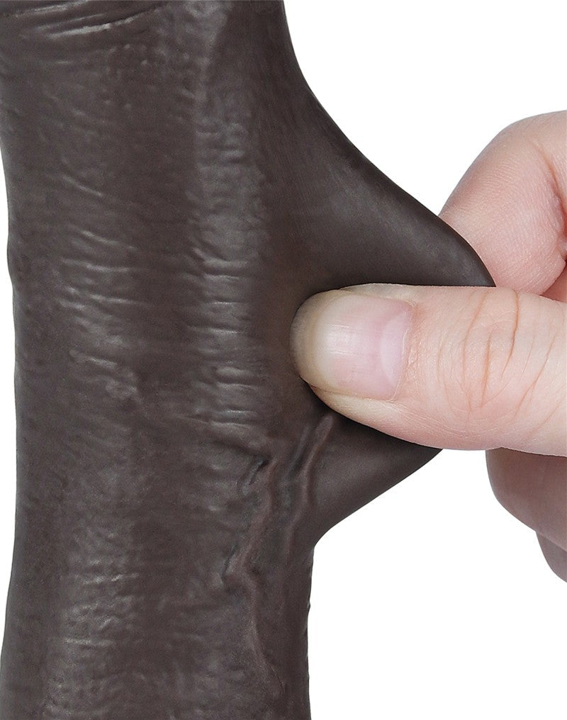 LoveToy - Dildo Met Sliding Skin Technologie - 19,5 cm x Ø 3,5 cm - Bruin-Laced-up.nl