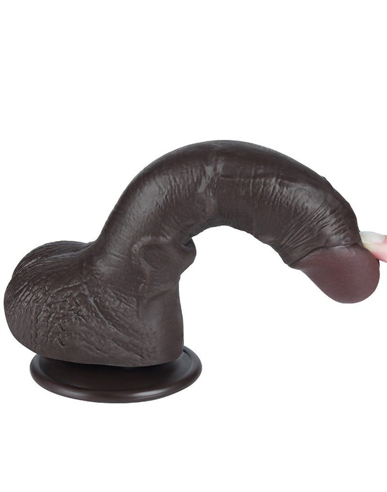 LoveToy - Dildo Met Sliding Skin Technologie - 19,5 cm x Ø 3,5 cm - Bruin-Laced-up.nl