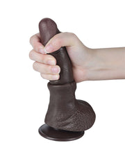 LoveToy - Dildo Met Sliding Skin Technologie - 19,5 cm x Ø 3,5 cm - Bruin-Laced-up.nl