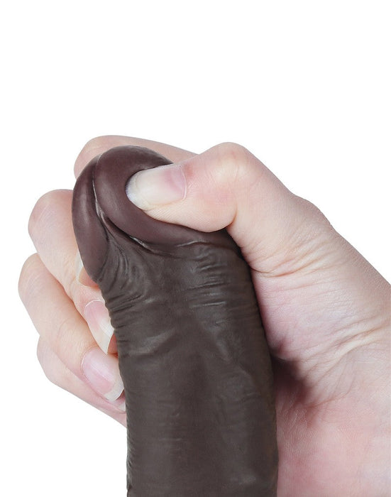 LoveToy - Dildo Met Sliding Skin Technologie - 19,5 cm x Ø 3,5 cm - Bruin-Laced-up.nl