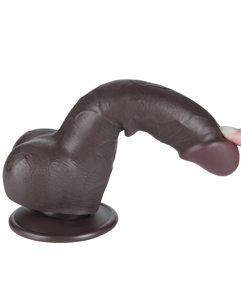 LoveToy - Dildo Met Sliding Skin Technologie - 19,5 cm x Ø 3,6 cm - Zwart-Laced-up.nl