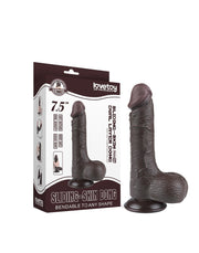 LoveToy - Dildo Met Sliding Skin Technologie - 19,5 cm x Ø 3,7 cm - Zwart-Laced-up.nl