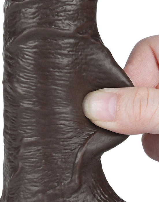 LoveToy - Dildo Met Sliding Skin Technologie - 19,5 cm x Ø 3,7 cm - Zwart-Laced-up.nl