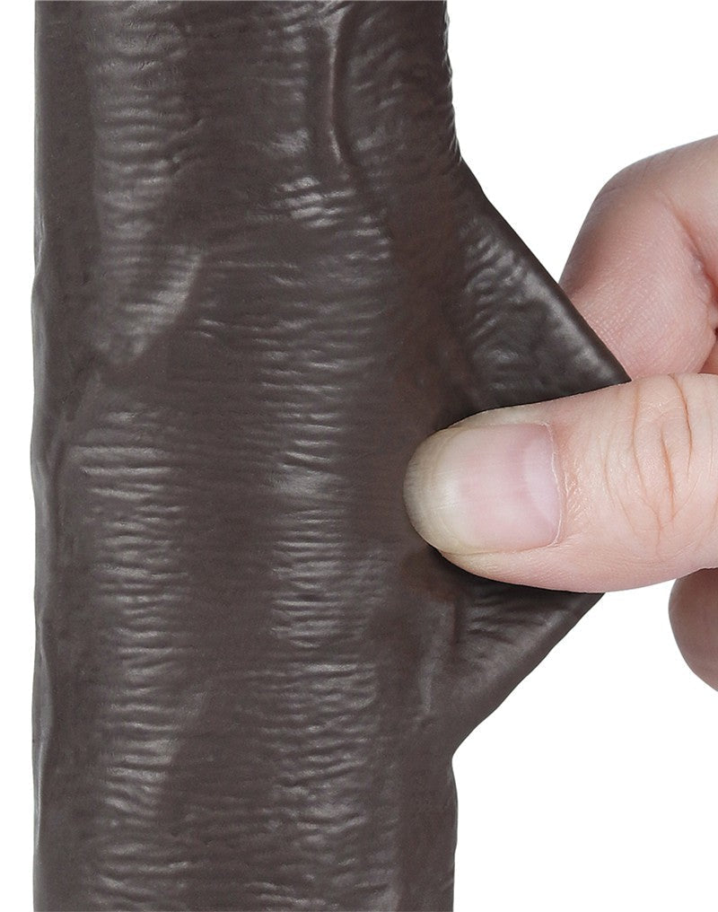 LoveToy - Dildo Met Sliding Skin Technologie - 20 cm x Ø 3,8 cm - Bruin-Laced-up.nl