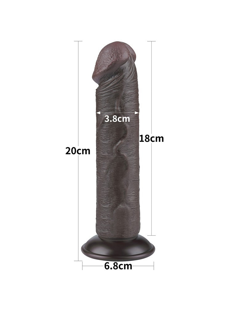 LoveToy - Dildo Met Sliding Skin Technologie - 20 cm x Ø 3,8 cm - Bruin-Laced-up.nl