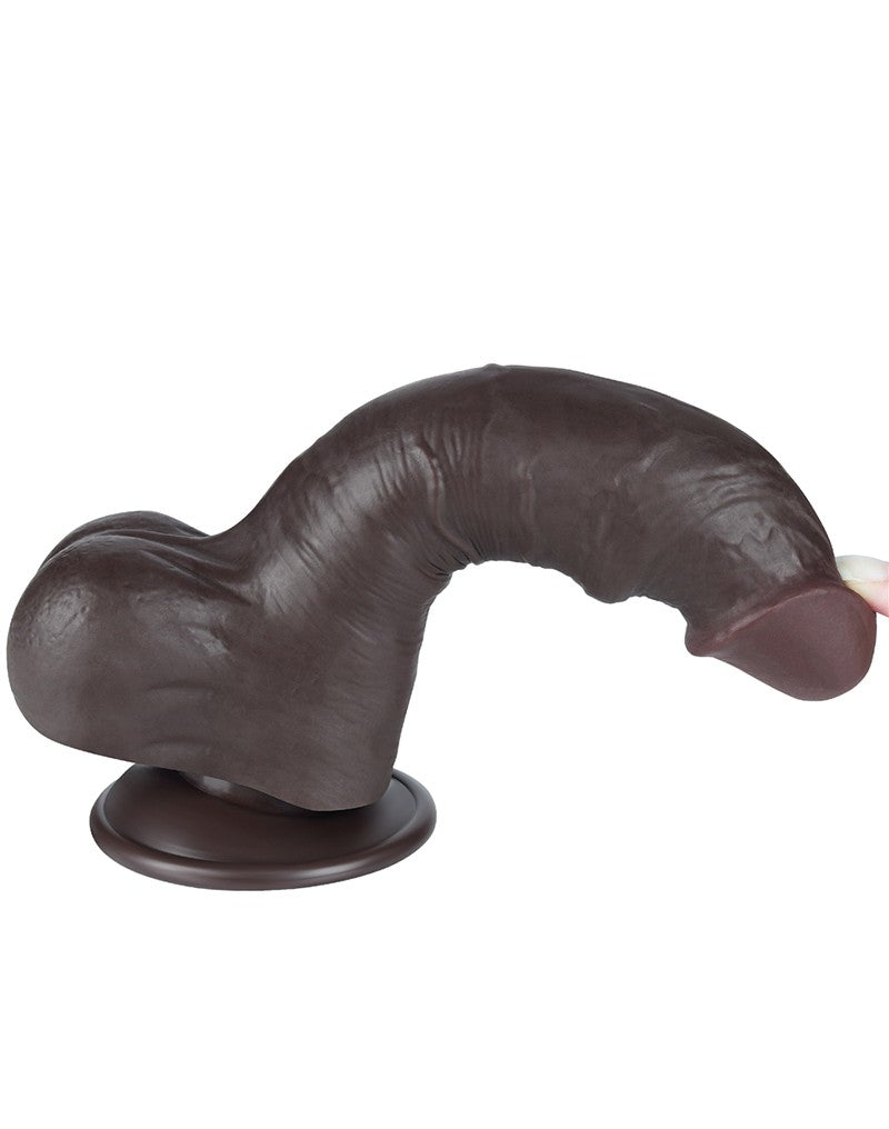 LoveToy - Dildo Met Sliding Skin Technologie - 20 cm x Ø 3,9 cm - Bruin-Laced-up.nl