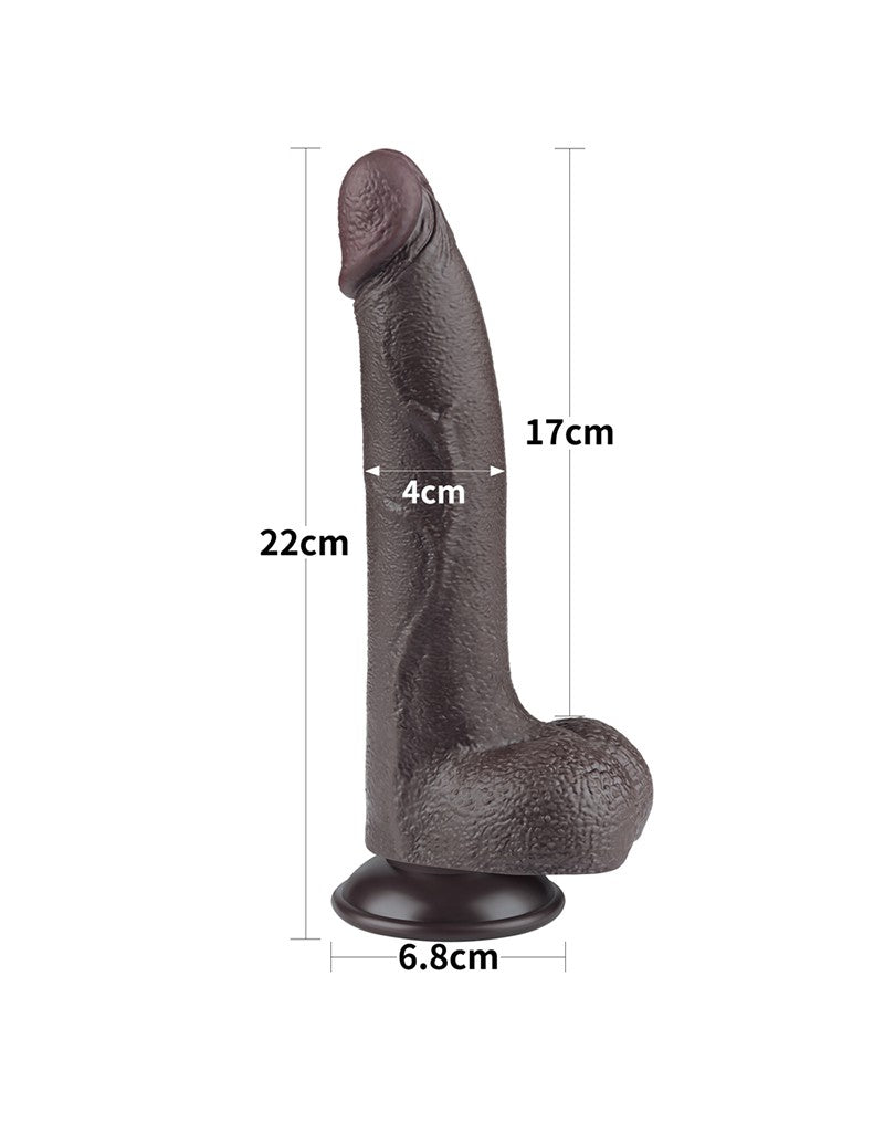 LoveToy - Dildo Met Sliding Skin Technologie - 20 cm x Ø 4 cm - Bruin-Laced-up.nl