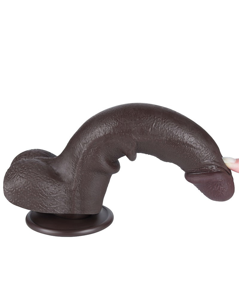 LoveToy - Dildo Met Sliding Skin Technologie - 20 cm x Ø 4 cm - Bruin-Laced-up.nl
