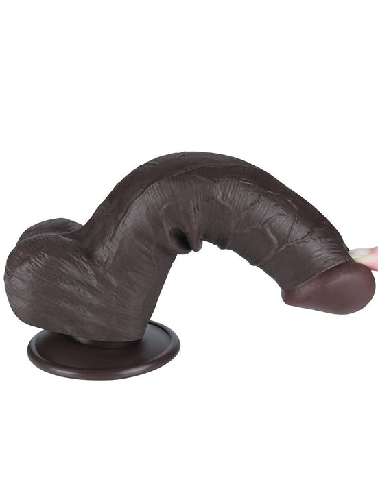 LoveToy - Dildo Met Sliding Skin Technologie - 20,8 cm x Ø 4 cm - Bruin-Laced-up.nl
