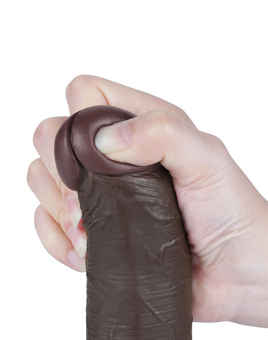LoveToy - Dildo Met Sliding Skin Technologie - 20,8 cm x Ø 4 cm - Bruin-Laced-up.nl