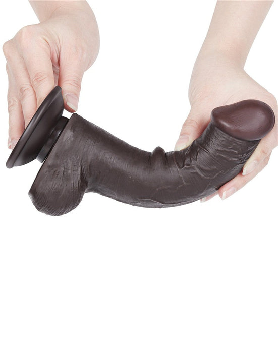 LoveToy - Dildo Met Sliding Skin Technologie - 20,8 cm x Ø 4 cm - Bruin-Laced-up.nl