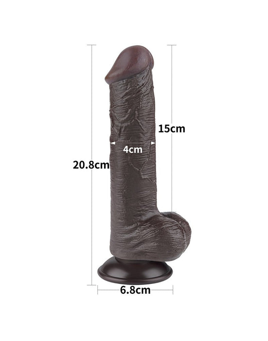 LoveToy - Dildo Met Sliding Skin Technologie - 20,8 cm x Ø 4 cm - Bruin-Laced-up.nl