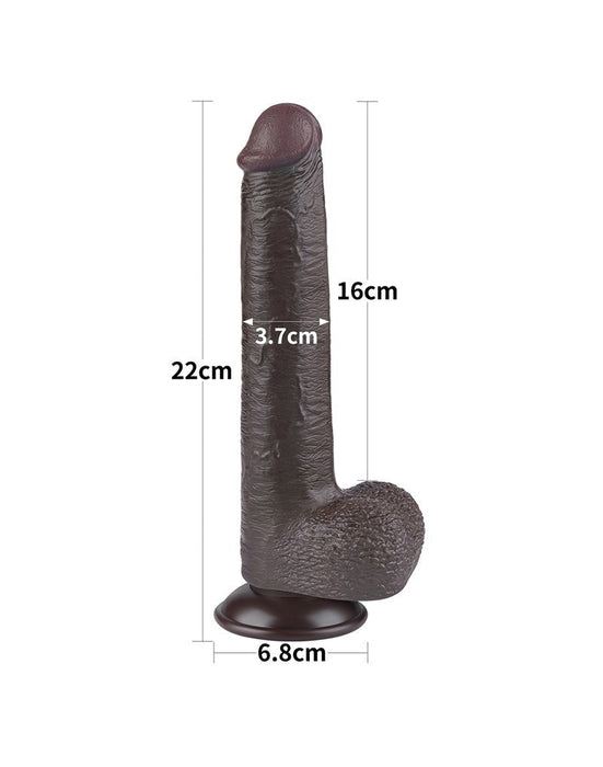 LoveToy - Dildo Met Sliding Skin Technologie - 22 cm x Ø 3,7 cm - Bruin-Laced-up.nl